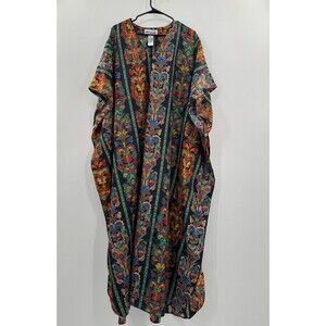 VTG Winlar Kafton Maxi Dress Women's One Size Multicolor Paisley 100% Polyester